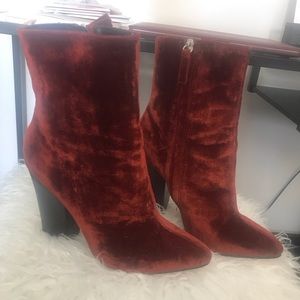 Zara Basic Red Velvet Boot